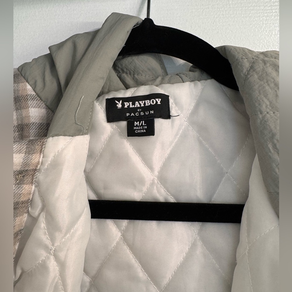 PLAYBOY Gray and White Lightweight Jacket - Picture 3 of 4